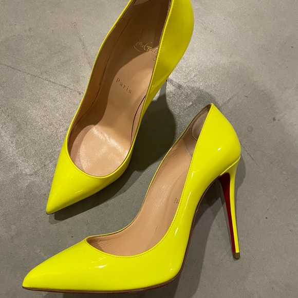 Christian Louboutin Neon Yellow Stilettos size 7 (38.5) - Picture 8 of 8